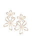 Gold open flower bridal earring with pearl centers on a white background