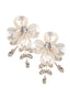 mother of pearl and gold crystal earring on white background