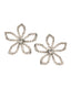 Swarovski crystal floral stud earring in silver on white background