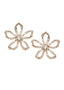 Swarovski crystal floral stud earring in gold on white background