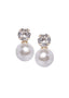 Gold Pearl and crystal stud earring on white background