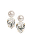 Swarovski pearl and crystal tear drop stud earring on white background