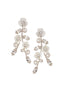 Floral earring with mother of pearl and crystal accents on white background