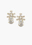 Crystal teardrop earrings in gold with a bow accent
