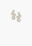 Clustered gold pearl earrings on a white background