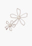 Pair of flower-shaped hair pins with pearl centers on a white background