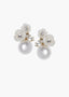 Pair of pearl earrings with floral designs on a white background
